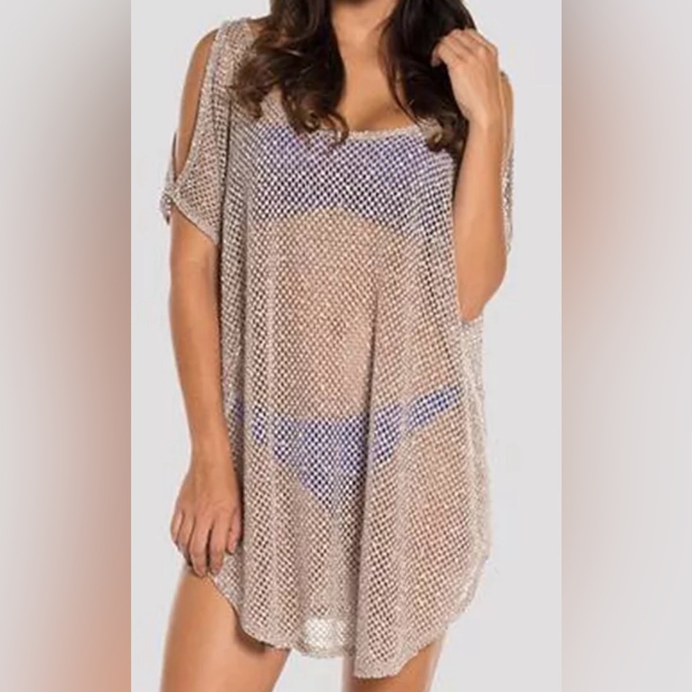 Elif by Jordan Taylor Tan Mesh Blouse